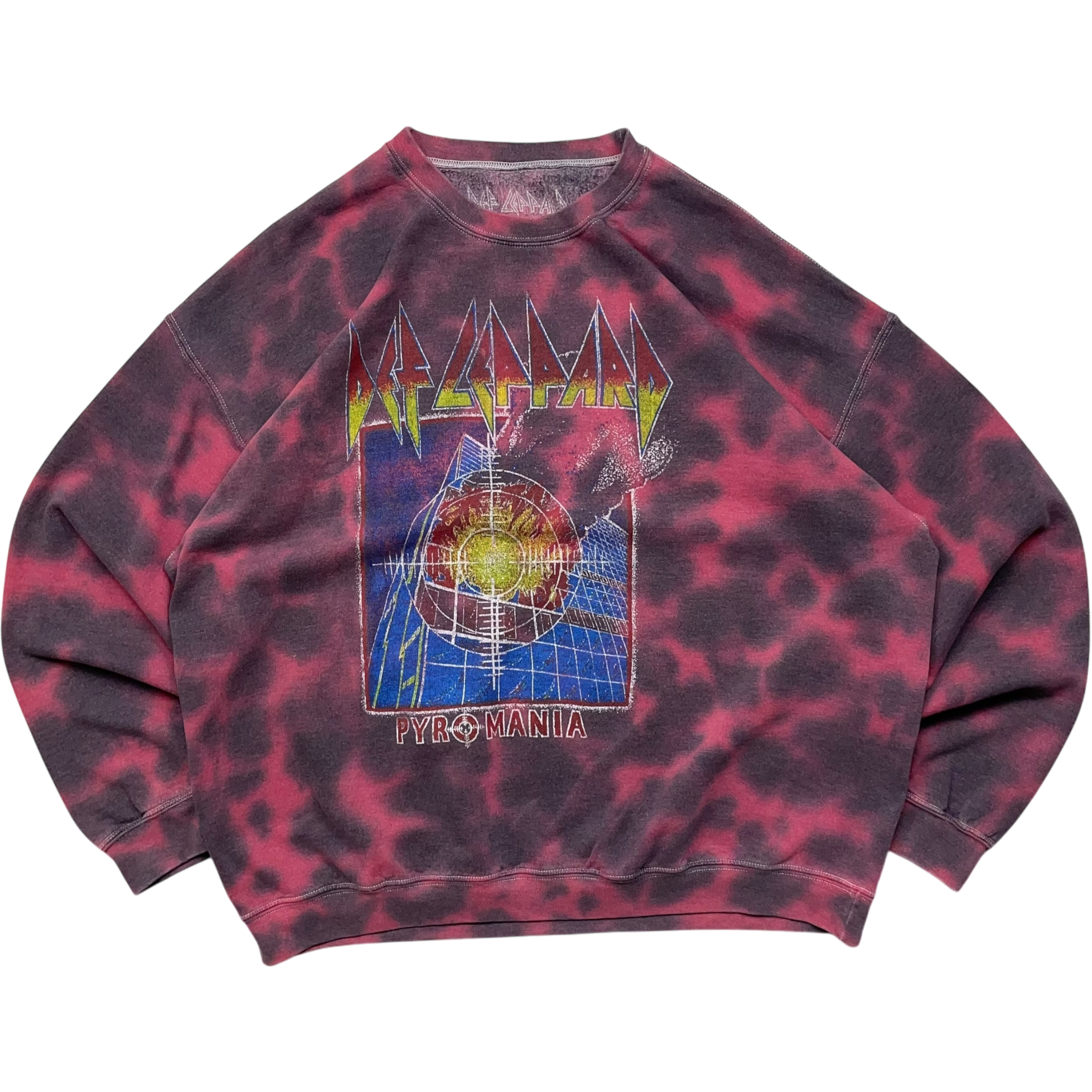 《M》DEF LEPPARD デフ・レパード プリント スウェット タイダイ柄 レッド no.4878