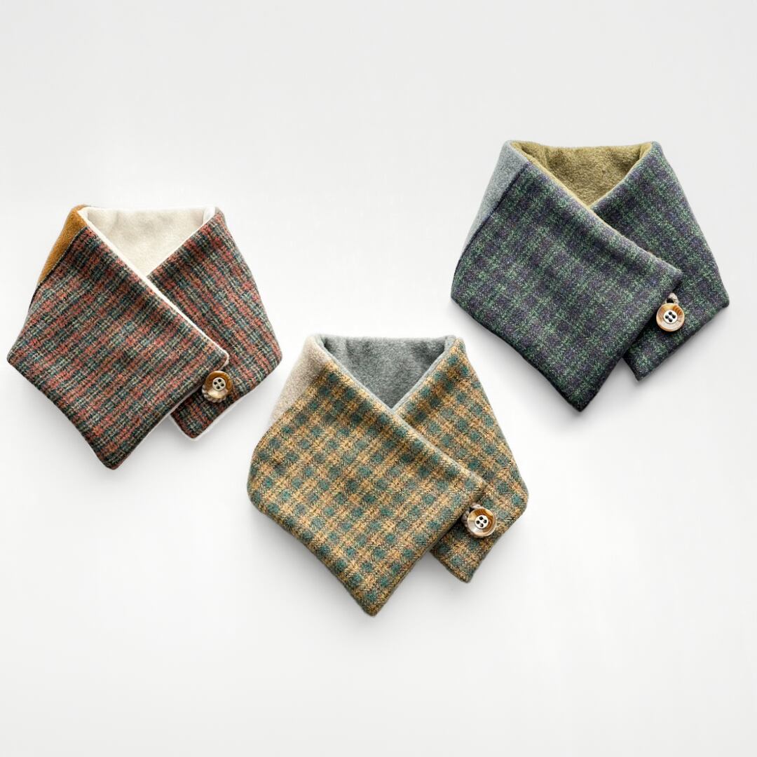 『 忙しい朝もオシャレに決まる!大人可愛いネックウォーマー/ ツイードチェック 』女性向け|秋冬|ギフト|贈り物|誕生日
