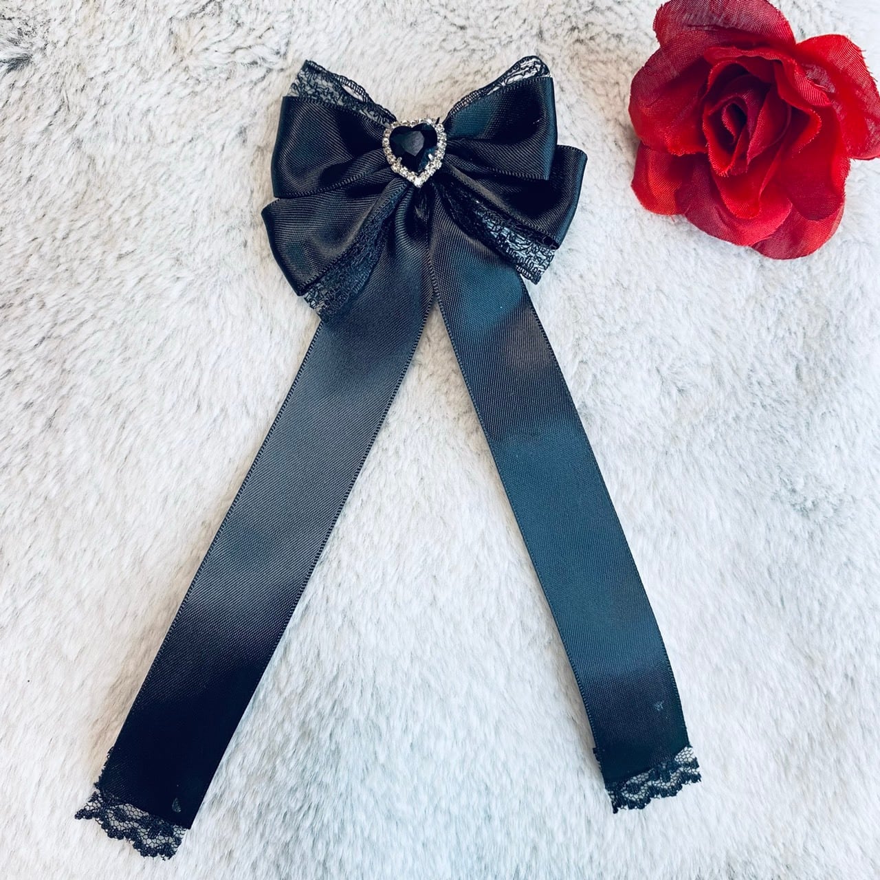 ✝Black long heart✝ リボン りぼん ゴシック 病みかわいい 量産 地雷