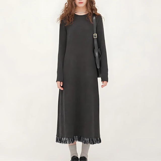 Gray knit long dress