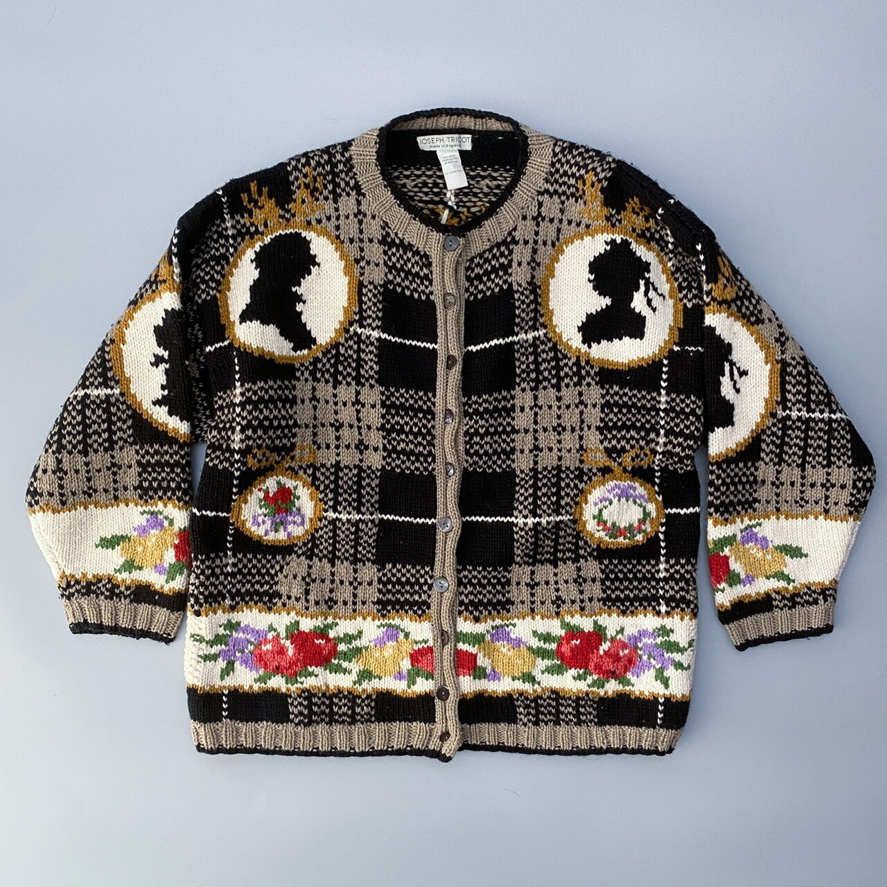 JOSEPH TRICOT Check/Portrait Knit Cardigan