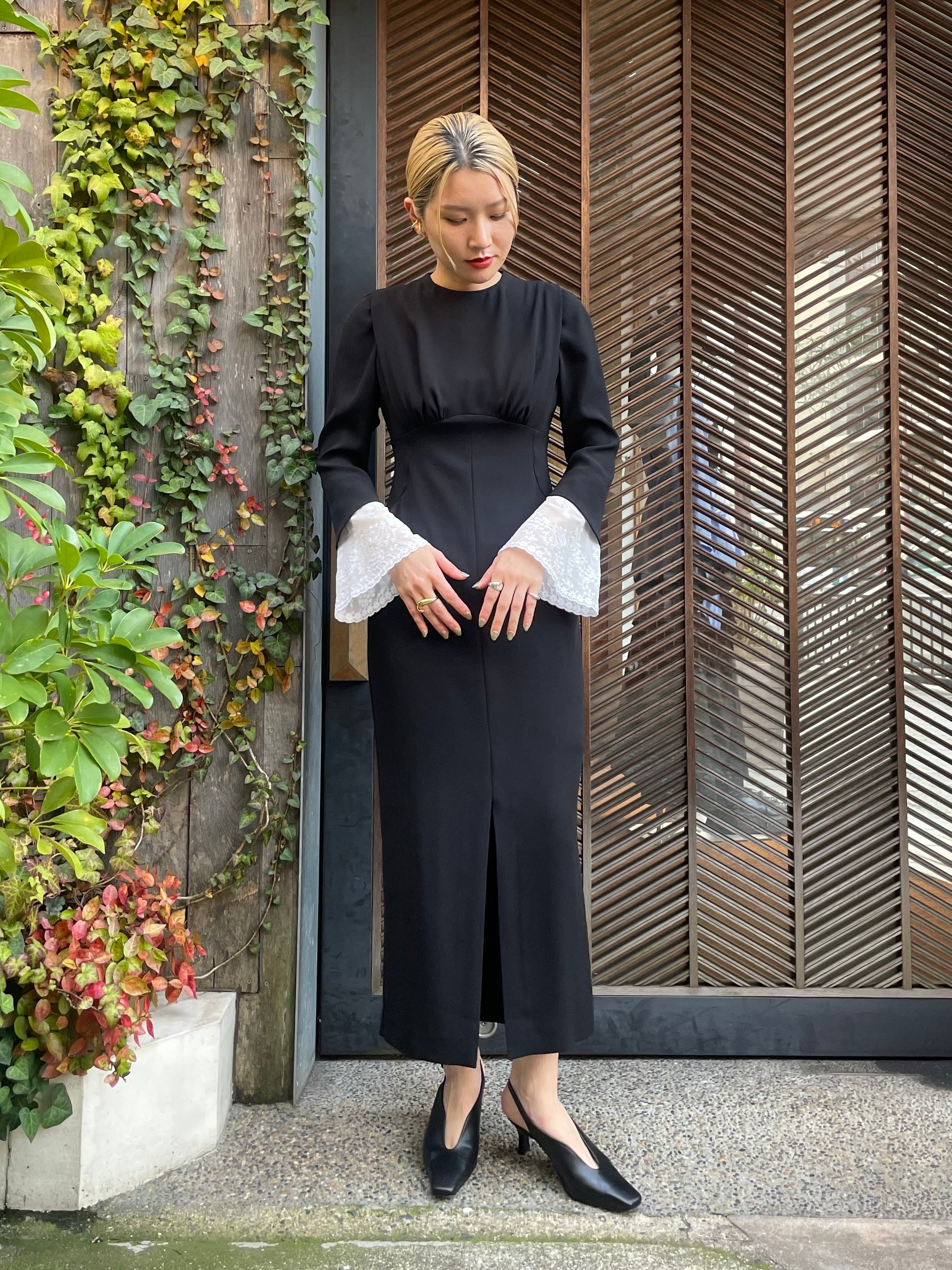 24SS】Mame Kurogouchi マメクロゴウチ / Back Satin Crepe Georgette 