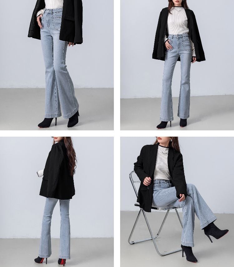 宅配便】裏起毛フレアデニム 暖パン 吸湿発熱／pants521 | DAY CLOSET