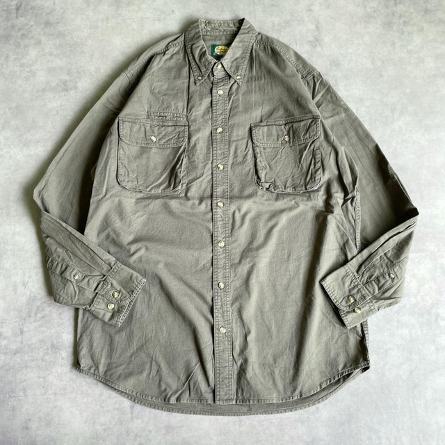 カベラス ワークシャツ 無地 ポケット 90s 古着 L カーキ 13329
