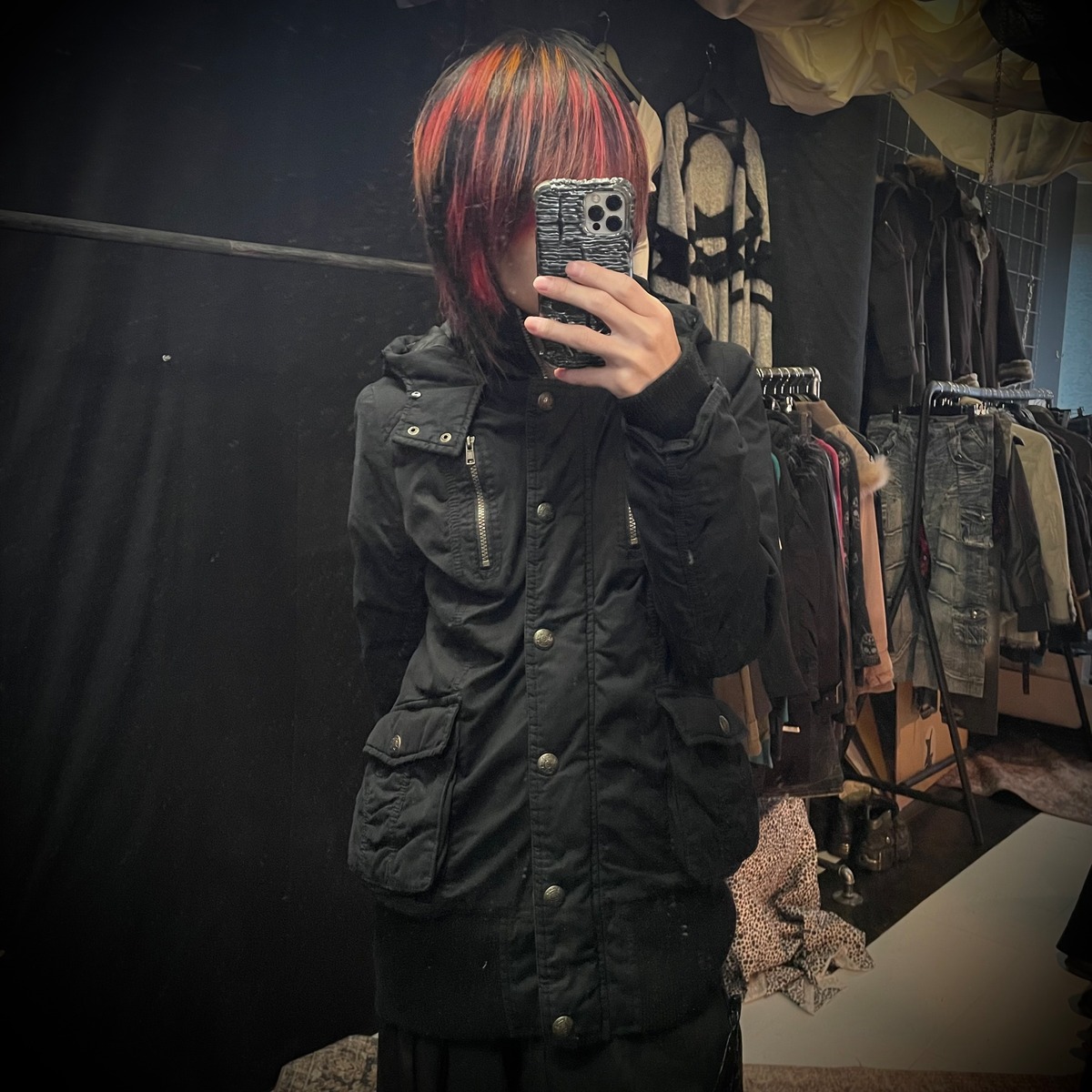 Structured Black Field Jacket with Multi-Pockets | drop.osaka