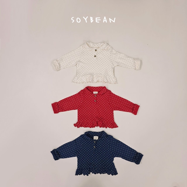 【取寄】soybean|dot frill tee|ドットフリルT|XS-JM|kids&jr|26 spring
