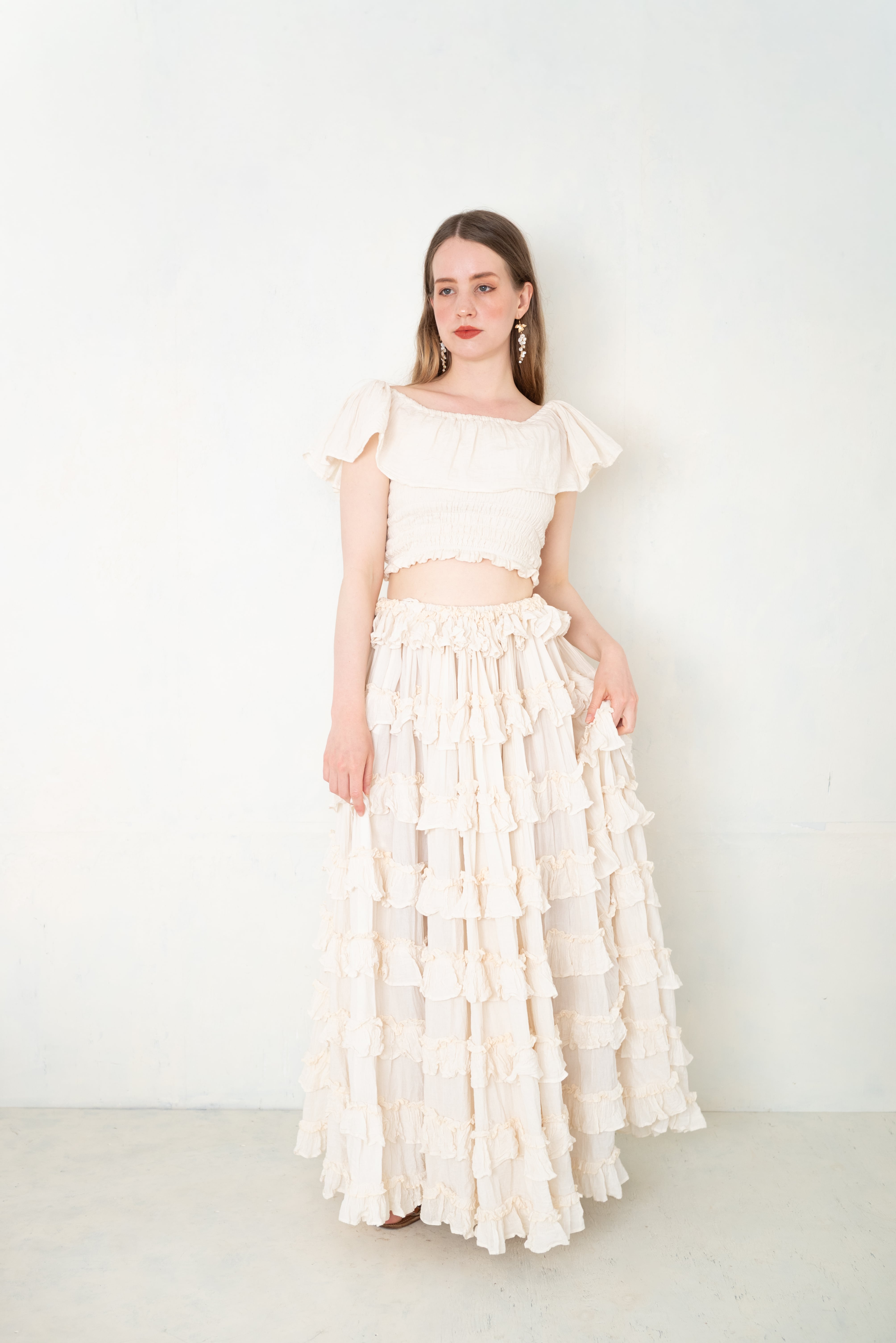 Merulie Skirt(メルリエ)甘い幻想を纏う/オーガニックコットンティアードレーススカート