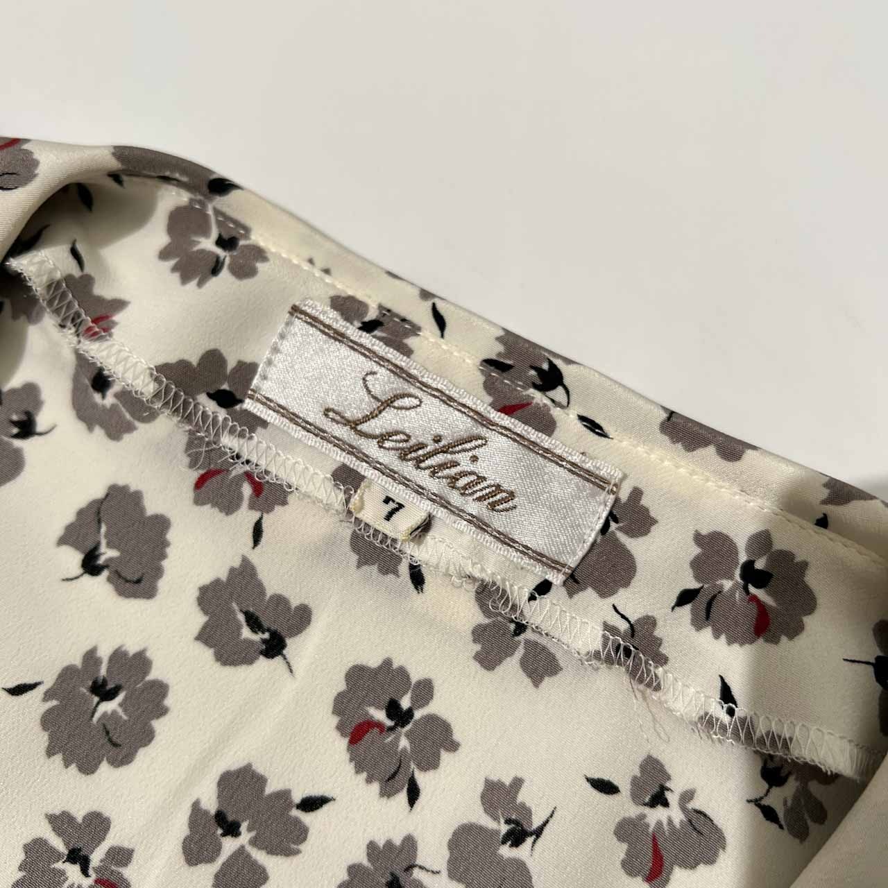 Leilian レリアン 金ボタン 花柄 総柄 長袖シャツ ブラウス サイズ 7 /ホワイト/レディース/日本製/薄手