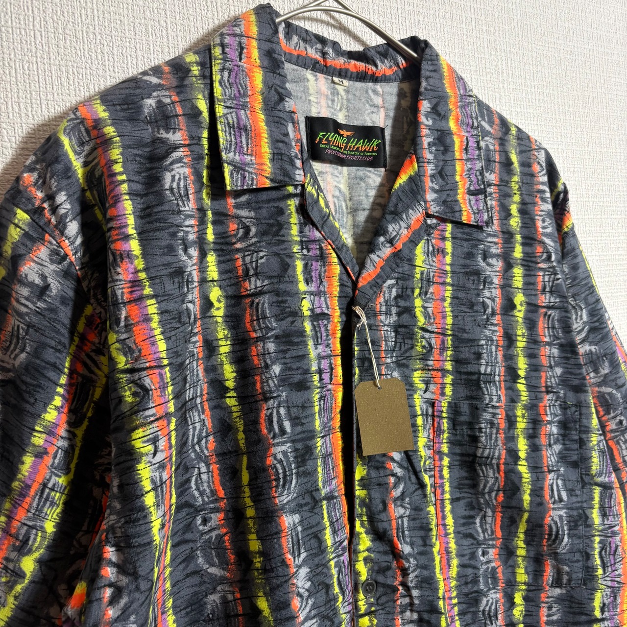 FLYING HAWK 総柄 半袖 オープンカラーシャツ