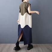 流線 配色 ロングワンピース  30249