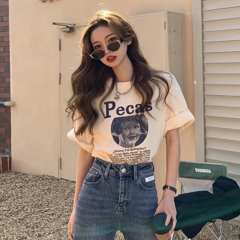 スタンダードTシャツ サマールーズ コットン レトロ 夏物 試着室25119767166