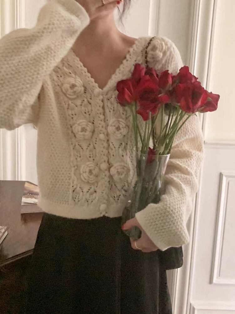 セーター オータムウィンタースタイルVネックルーズニットトップス 秋物 冬物 ビッグFスモールZ韓国95411562716