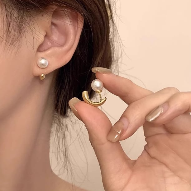 パールゴールドミックスピアス