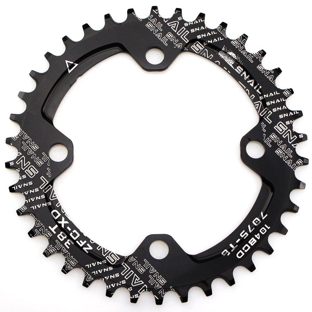 【数量限り】チェーンリング 38T 104BCD Mutte MTB レース バイク シングル 狭い 広い ラウンド チェーンリング (ブラック アルミニウム合金)