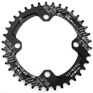 【数量限り】チェーンリング 38T 104BCD Mutte MTB レース バイク シングル 狭い 広い ラウンド チェーンリング (ブラック アルミニウム合金)