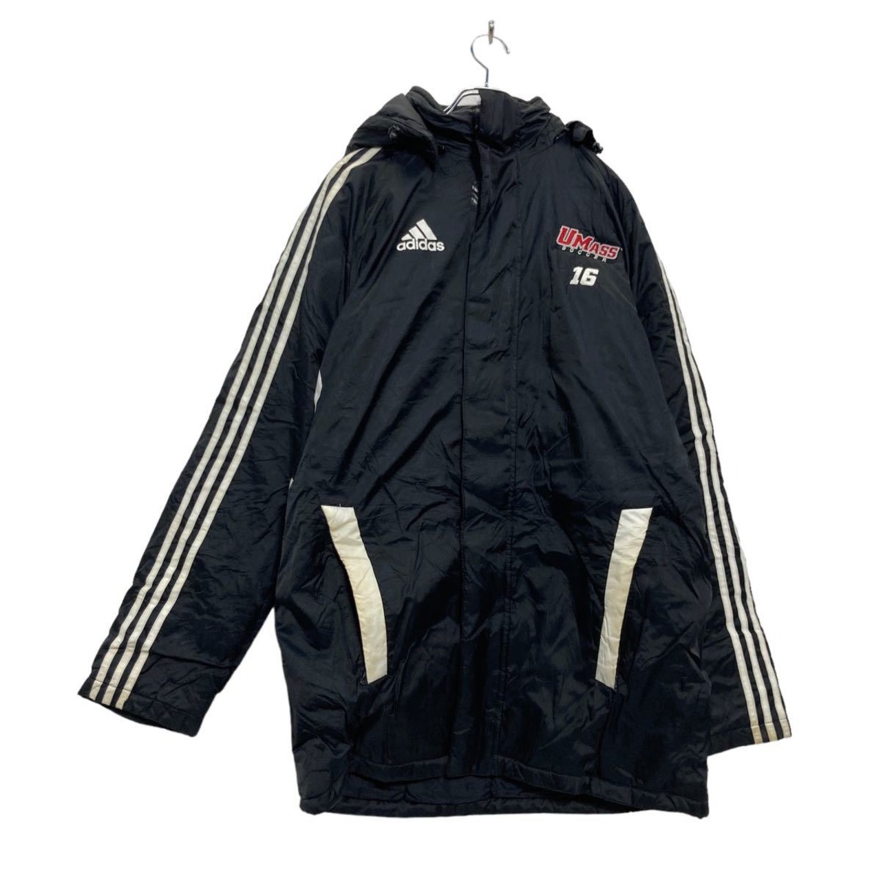 adidas ジップアップ ダウン・中綿ジャケット S ブラック ホワイト 