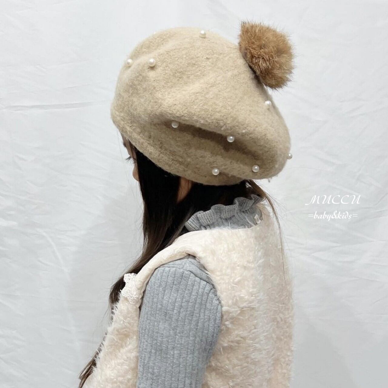 送料無料！ 【予約販売】可愛い♡ パール ベレー帽 50cm〜52cm 結婚式