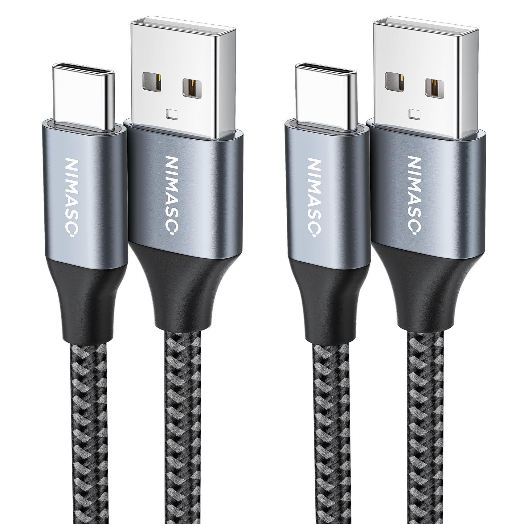 【在庫のみ】NIMASO USB Type C ケーブル 【1m/2本セット】 【QC3.0対応】 急速充電 USB-C & USB-A 3A タイプc 充電ケーブル iPhone16/15シリーズ、iPad Pro、Sony、Galaxy、Huawei その他Android 等機器対応 NCA21L410