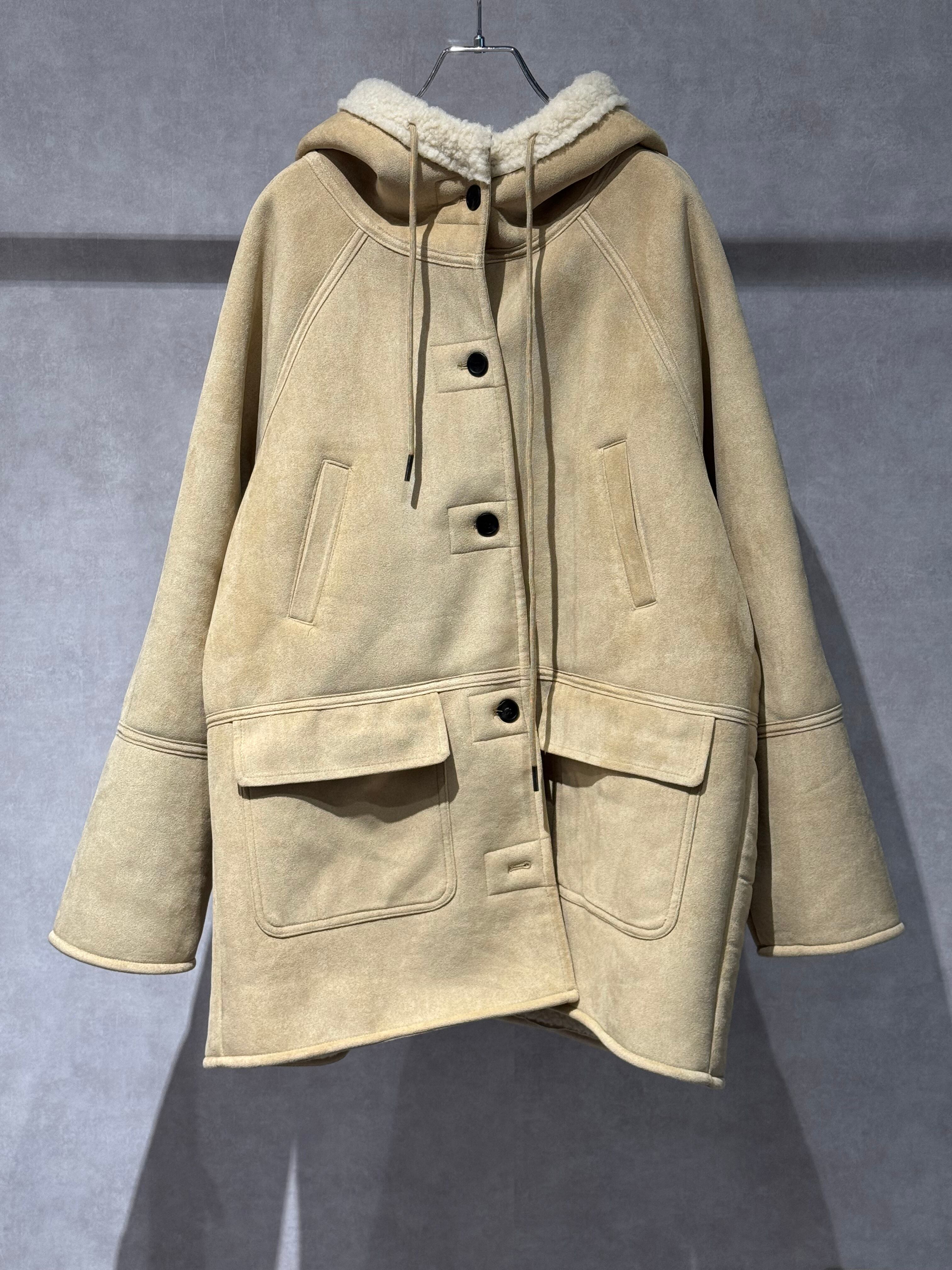 hood mouton boa coat