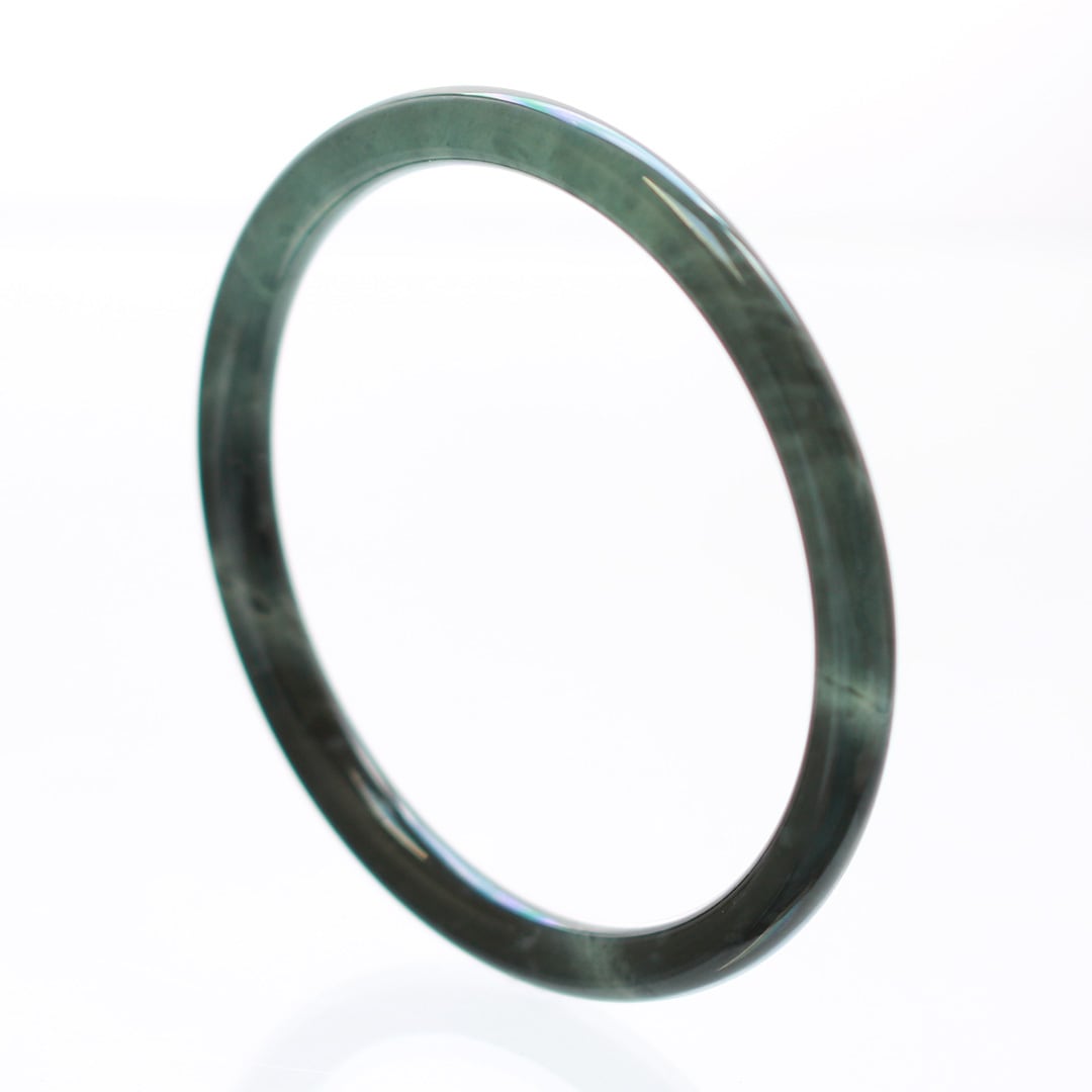 内径 約60.1mm】princess/black 翡翠バングル A貨翡翠 jd_bg1326