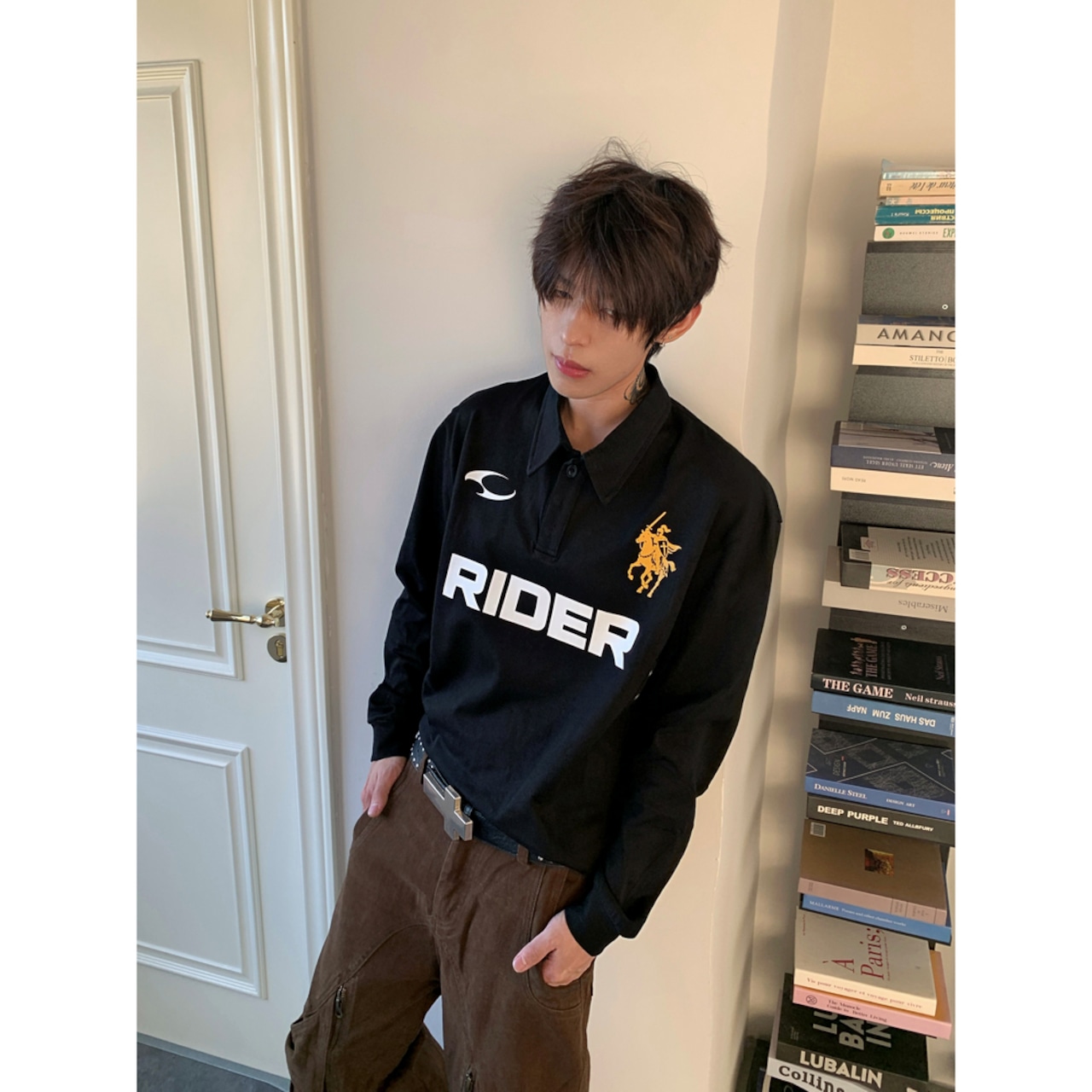 VINTAGE ストリート RIDERポロロングTシャツ T2217