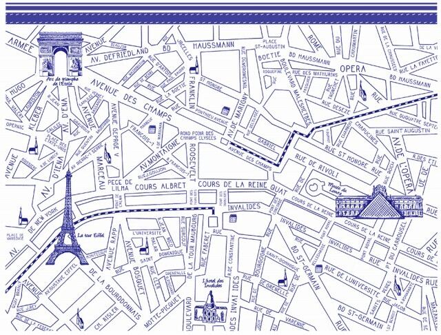 パリマップ ParisMap ブルー A4サイズ (ポーセリンアート用転写紙)