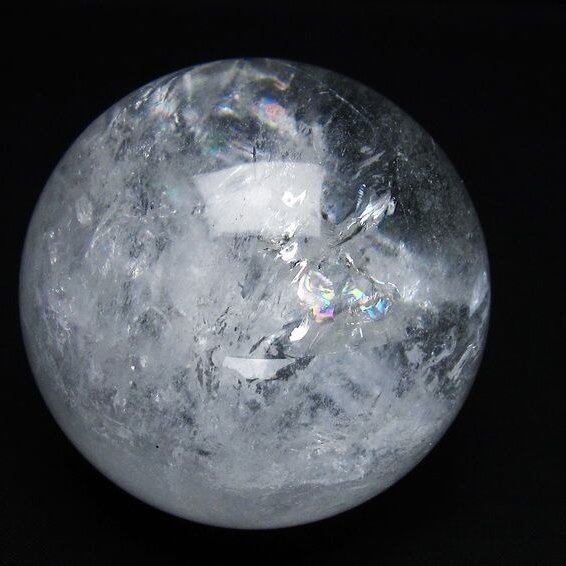 水晶 丸玉 虹入り 72mm スフィア 置物 水晶玉 一点物 151-8903