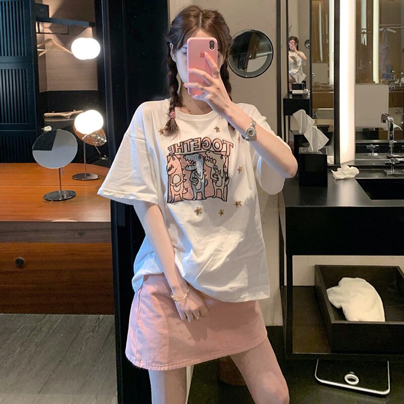 レディースサマーTシャツ ハイウェストスカート 夏物 試着室19013248851