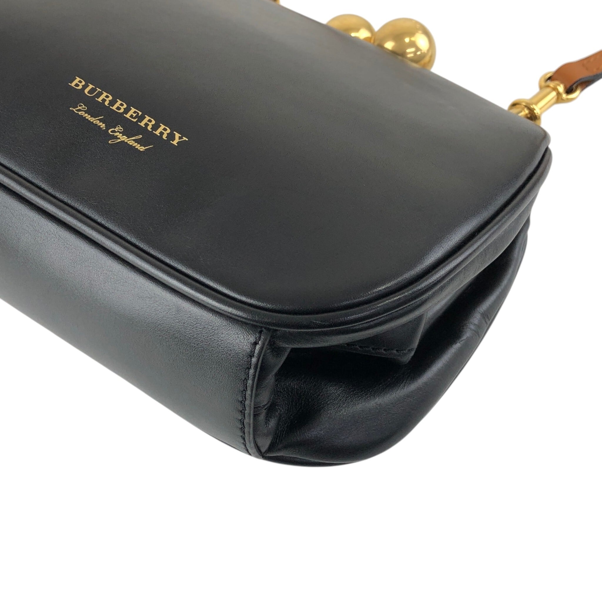 BURBERRY バーバリー ショルダーバッグ ブラック がま口 レザー ミニ