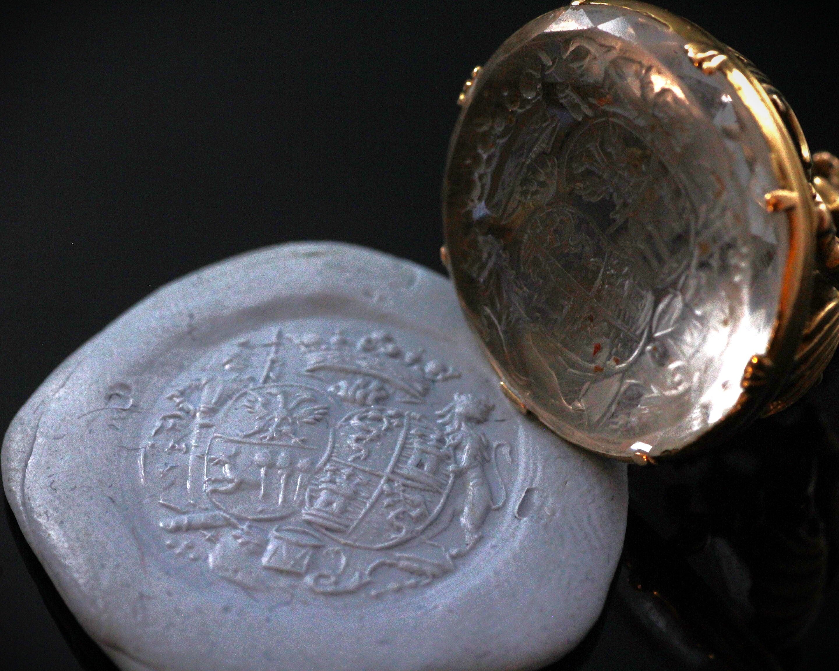Rock Crystal Intaglio & Gold Fob seal ロココ・バロック ロック