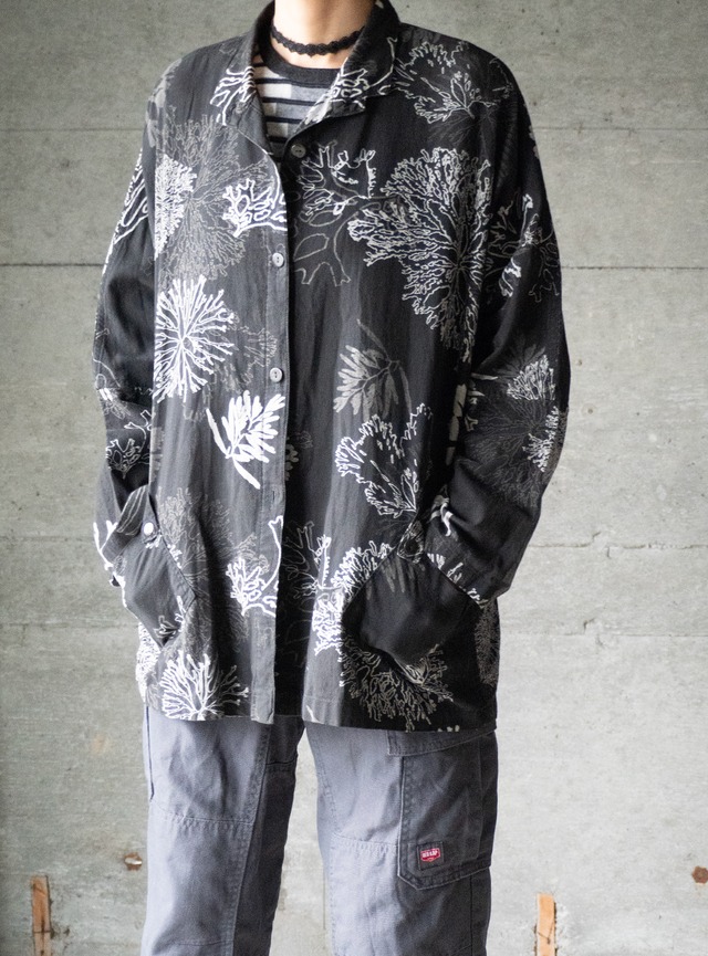 "富み子" 1990s Marine botanical print shirt