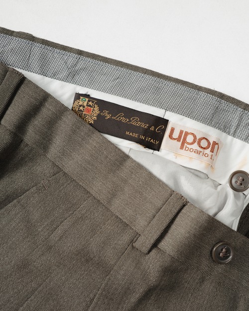 [Late 80-90's] "Italian Vintage" Wool Cashmere 3-Pleat Trousers (Fabric by Loro Piana/Made in Italy)
