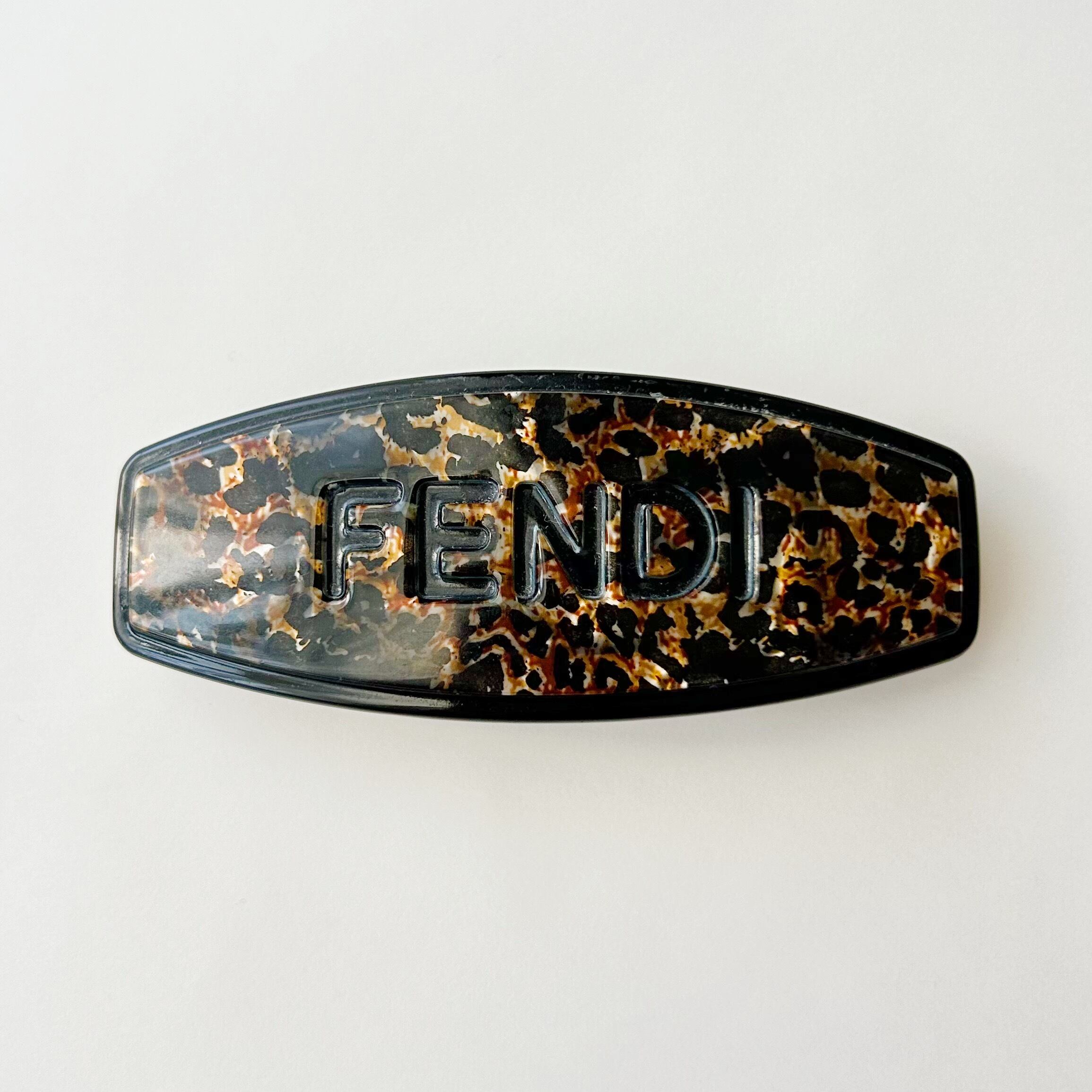 F6278】FENDI レオパードロゴバレッタ/フェンディ/ヘアアクセサリー