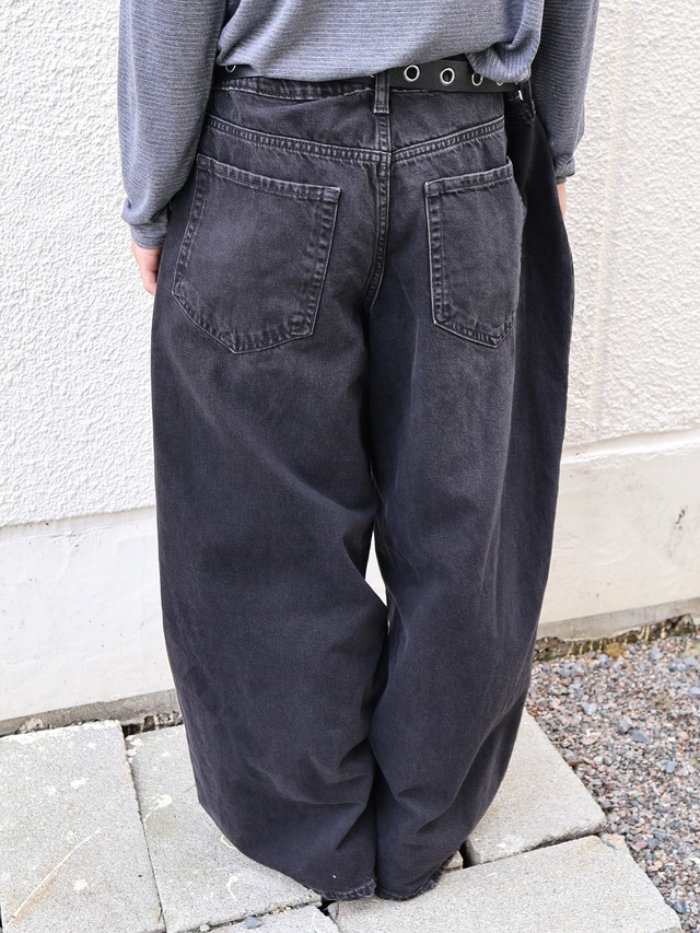 black wide denim pants