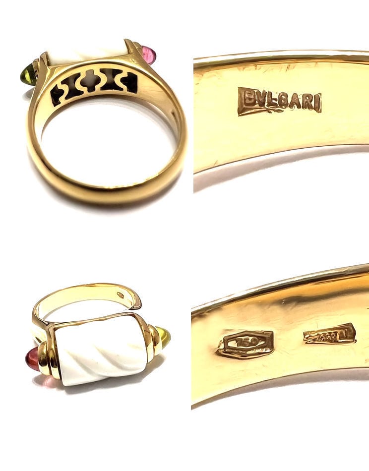 BVLGARI ブルガリ K18 YG チャンドラ トロンケット リング セラミック