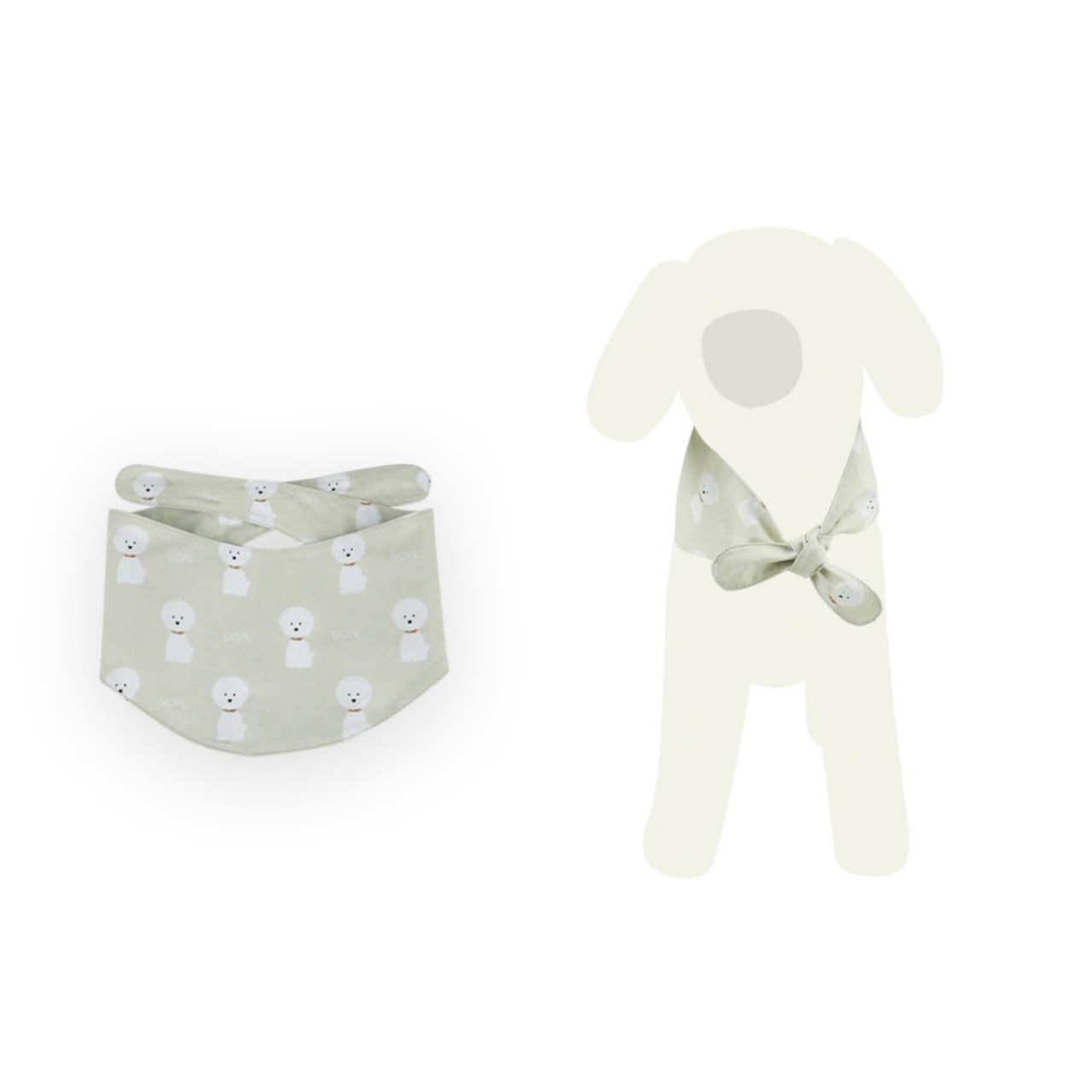 【予約】[ GOPE ] Picture Dog Bandana｜WHITE × IVORY - 3