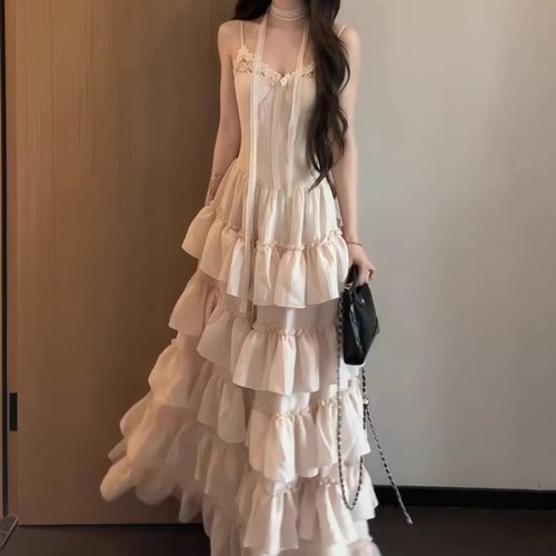 ウエストシェイプティアードフリルキャミワンピ ・76763