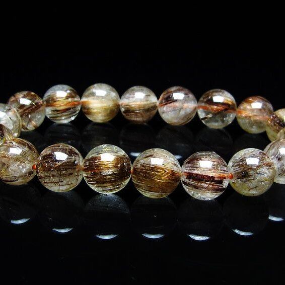 キャッツアイルチルクォーツ ブレスレット 11mm ルチルクォーツ ブレス 一点物 メール便可 [M便 1/10] 111-45858