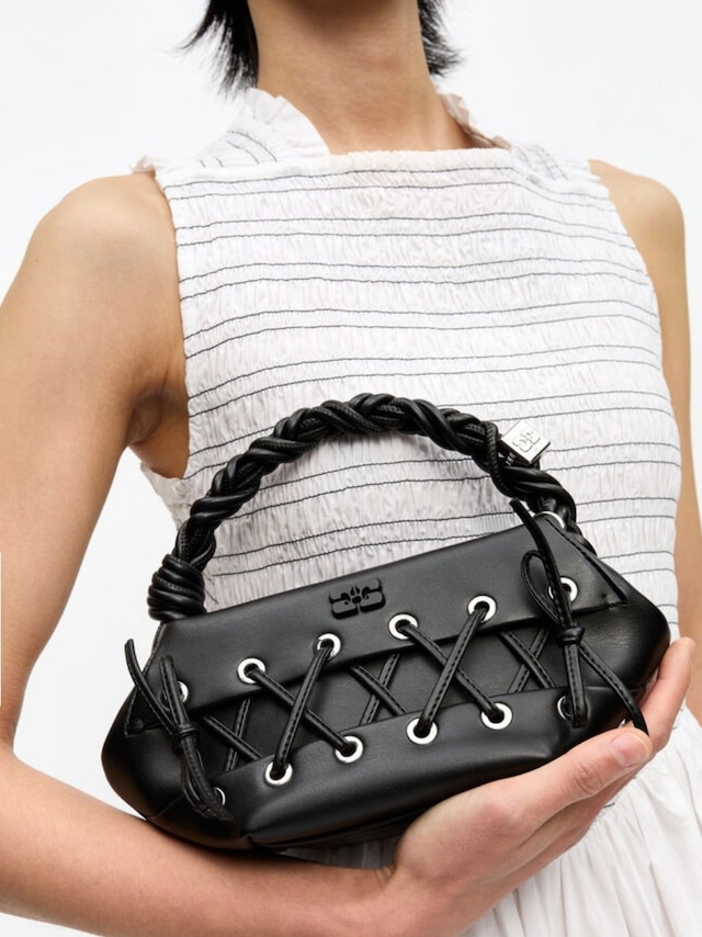 【25SS】GANNI ガニー / Black Mini GANNI Lace-Up Bou Bag