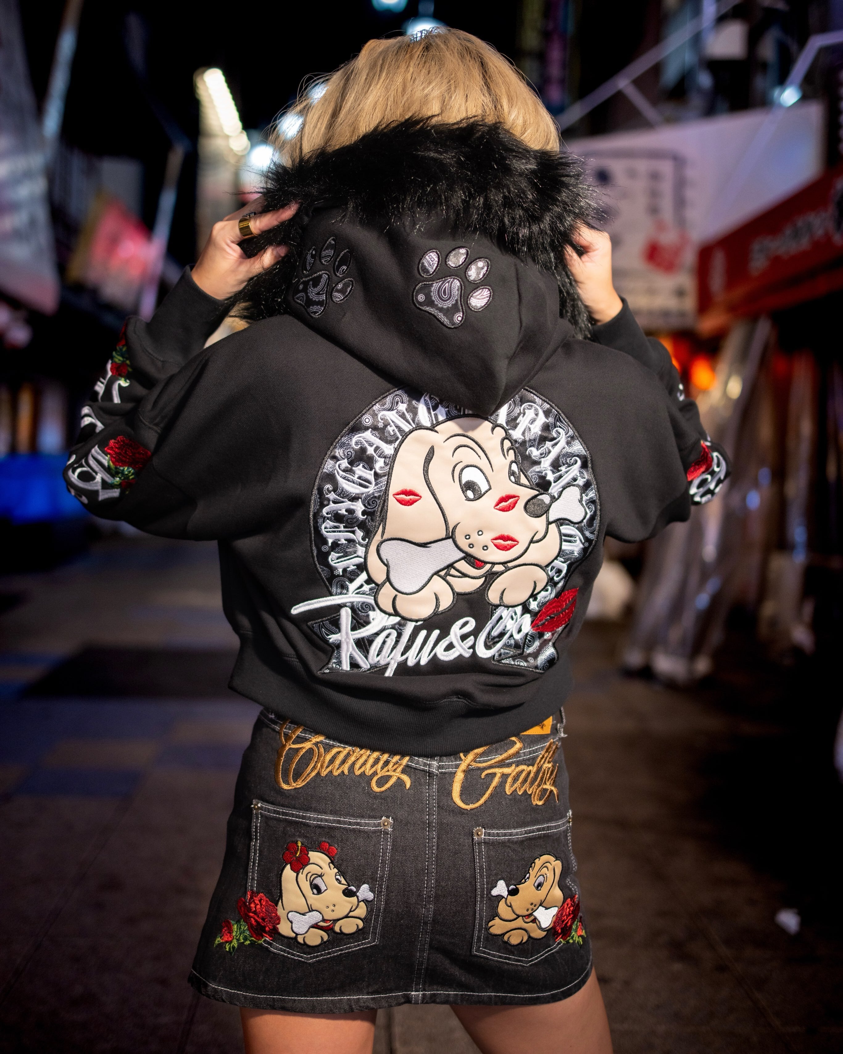 GALFY×Rafu&Co】ワンッ‼︎ROSEちゅー犬ZIPパーカー | GRATIFY