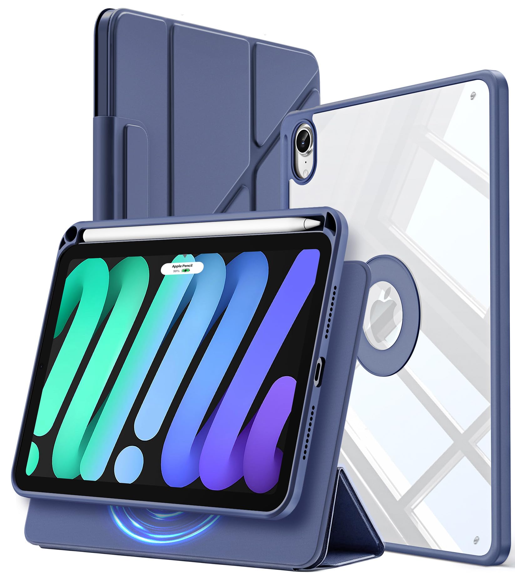 iPad mini7 ケース (第7世代/A17 Pro/2024) iPad mini6 ケース(第6世代/2021)全面保護・マグネット着脱式