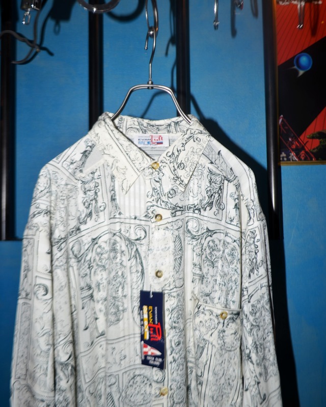 [L] "Deadstock" ~1990's art shirt from Italy / white