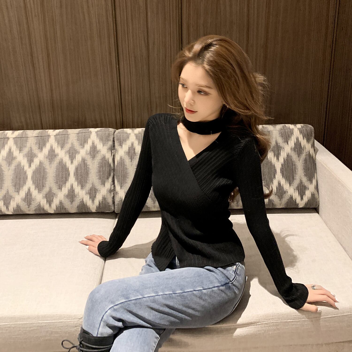 クロスセーター レディースウィンタースタンダードスリムトップス レトロ 冬物 6Du_Shop_Women18560893666