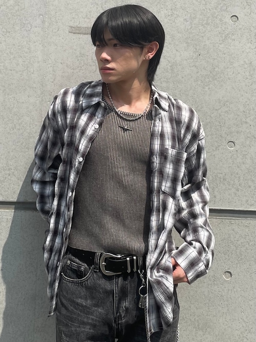 【ALUDE SELECT】gingham check sheer pastel color shirt