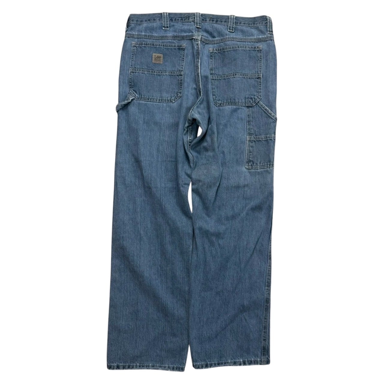 W38×L30】GAP ブラックデニムパンツ 革パッチ コットン100% | 古着屋