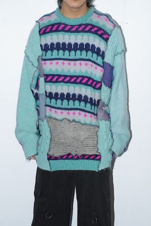 1990s patchwork mohair docking knit