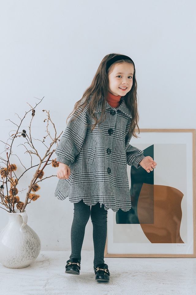 【90~110size】ヘムスカラップコート〈Black check〉