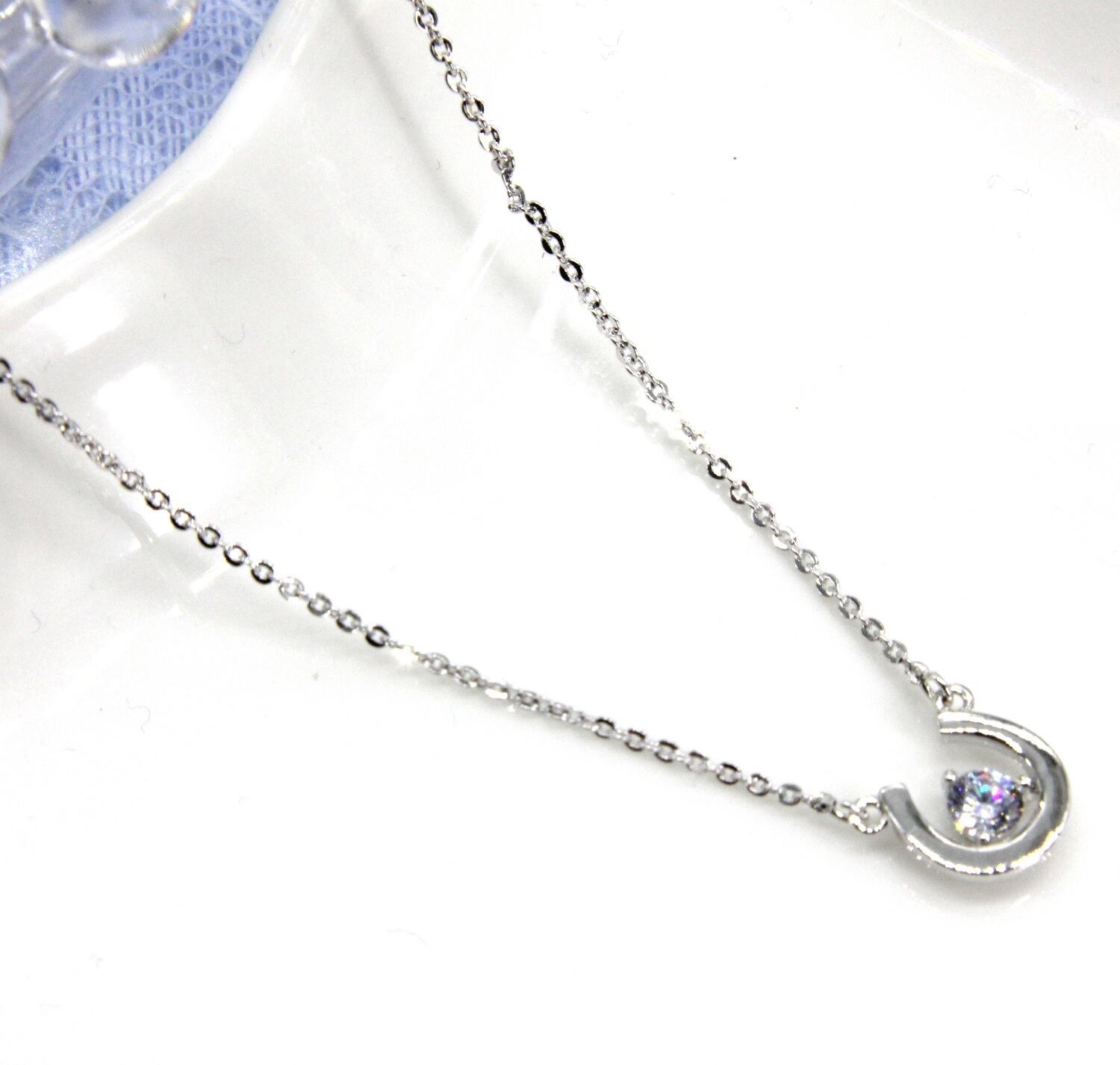 D-STORE ホースシューネックレス シルバー925 CZダイヤモンド 馬蹄型