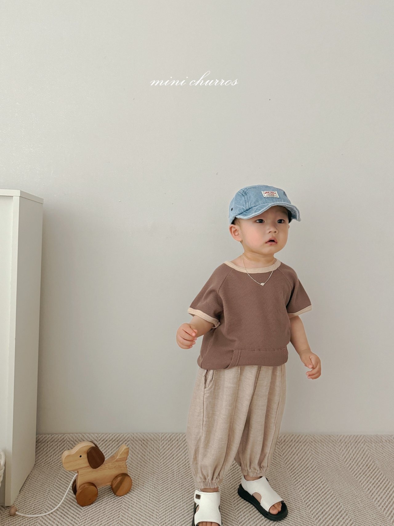【churros】ワッフルポケットTシャツ 80〜120cm モカ 230515 - 4