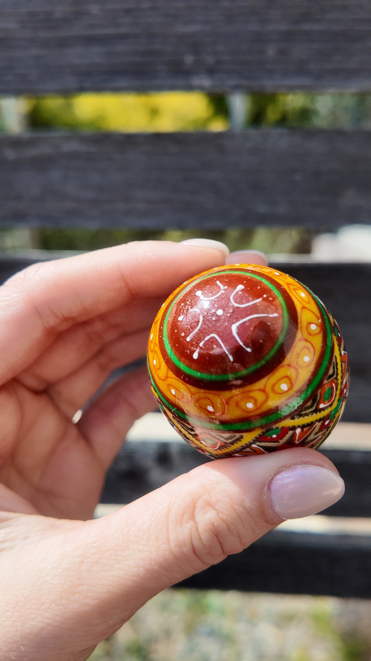 装飾用木製プィサンカ（イースターエッグ）with stand　コロミヤモデル - 5